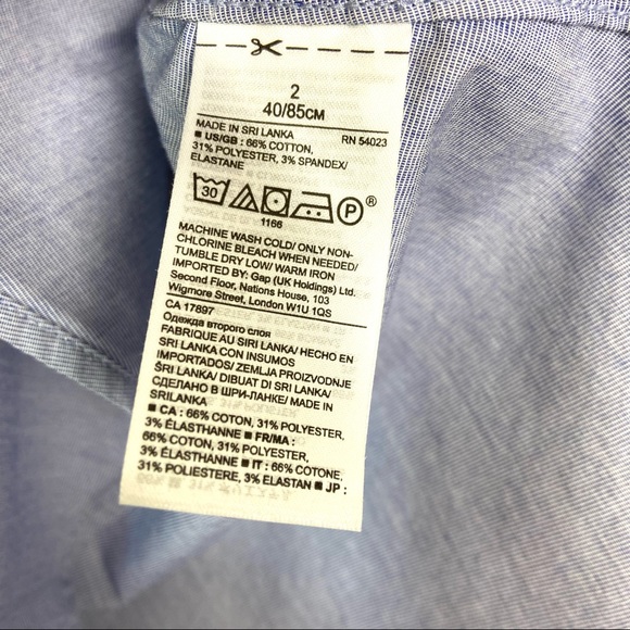 Banana Republic Striped Button-Up Riley Shirt | Blue and White | Size 2 - Picture 4 of 8